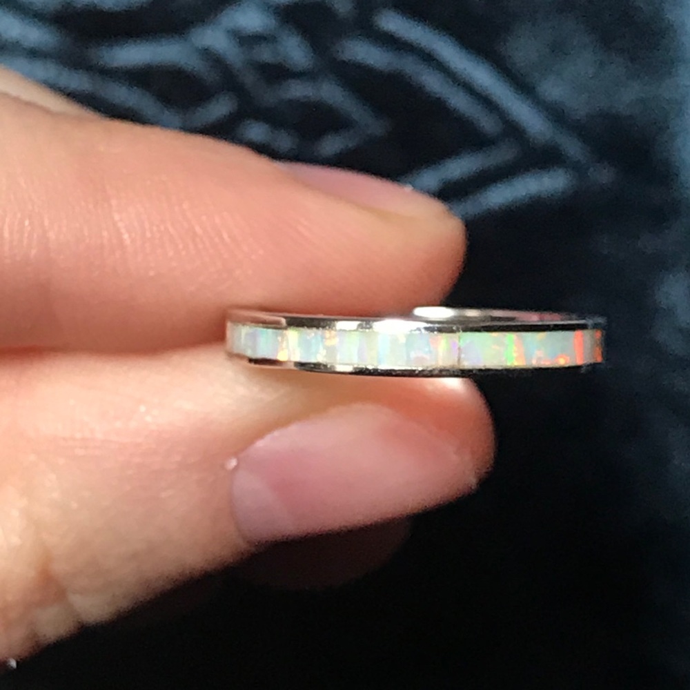 White opal eternity band